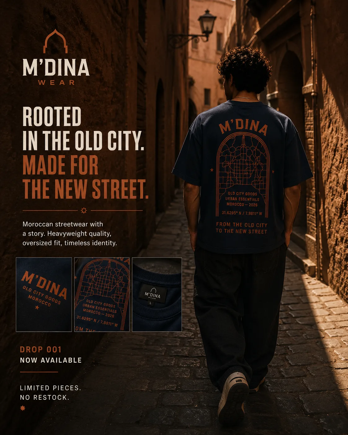 M'DINA WEAR lifestyle scene inspired by Moroccan medina streetwear